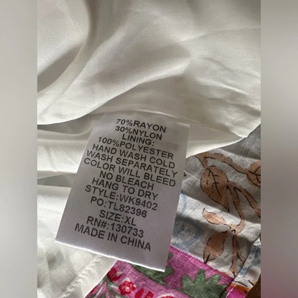 Umgee Boho Mixed Floral Patchwork Babydoll Mini Dress XL - Picture 14 of 14